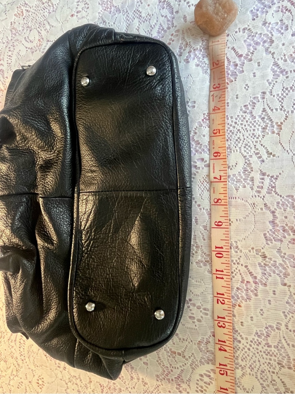 Black Slouchy Shoulder Bag with Chain Detail - Picture 11 of 14